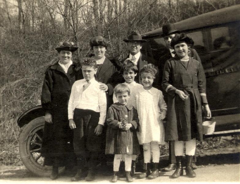 The Hartwig and Woolcock families, berrypicking fall 1920