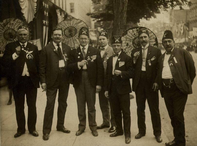 From left, 3rd John Kammerer, and 6th August Vorwerk, Ismailia Shrine Temple of Buffalo