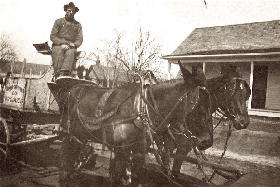 Ross Ward aboard Turner-Coffield Company produce wagon