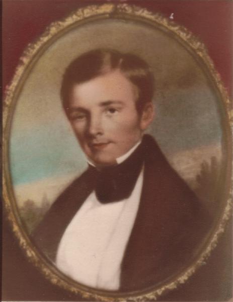Green Mark Wood miniature, 1837, attributed to J T Moore, copy by M L Frierson, Lake Charles, Louisiana