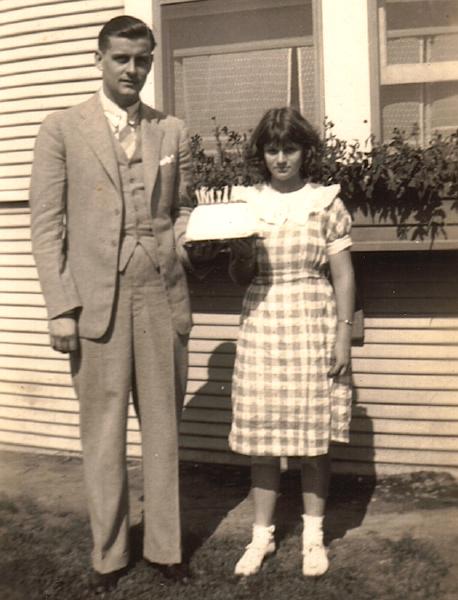 William Boyd Wood and Billie Marie Lawhon with their birthday cake, 12 May